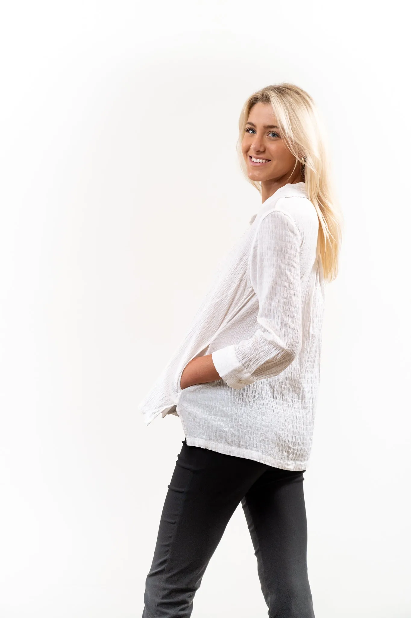 The Mimi Textured Cotton Top in White