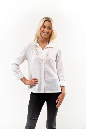 The Mimi Textured Cotton Top in White