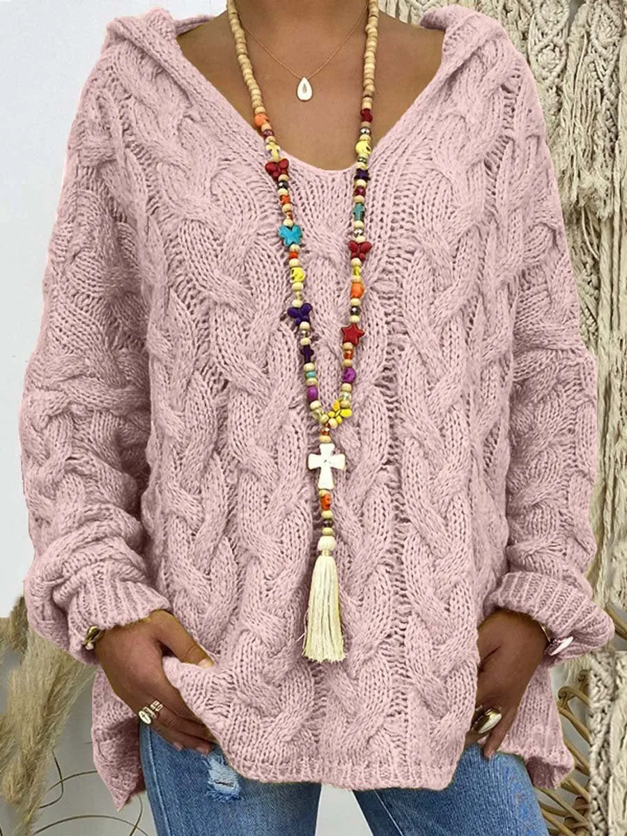 Timeless Solid Cable Knit Hoodie