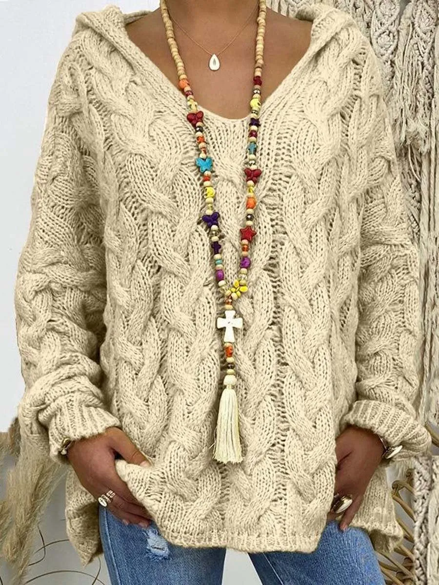 Timeless Solid Cable Knit Hoodie