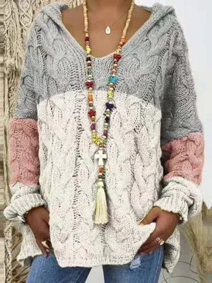 Timeless Solid Cable Knit Hoodie