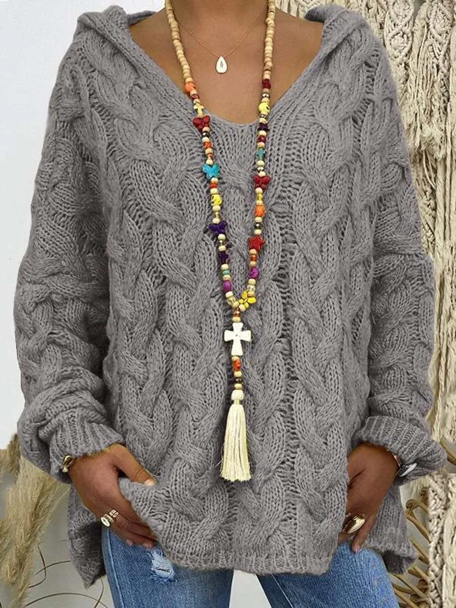 Timeless Solid Cable Knit Hoodie