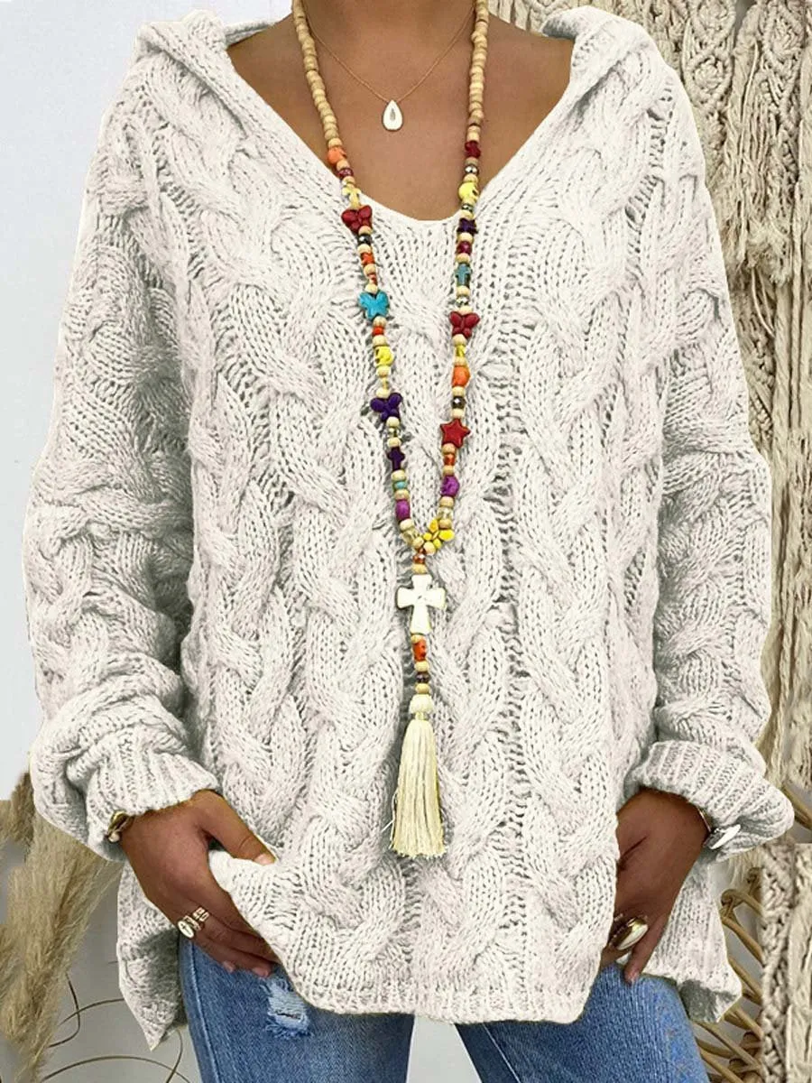 Timeless Solid Cable Knit Hoodie