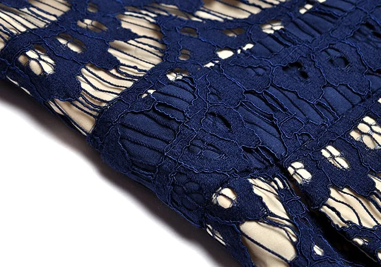Turn-down collar Short sleeve Lace Jumpsuit