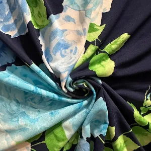 Turquoise Multi Floral Print ITY Jersey Knit Fabric