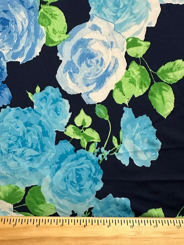 Turquoise Multi Floral Print ITY Jersey Knit Fabric