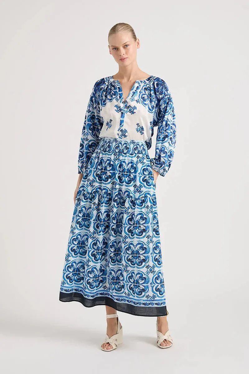 Twenty Cotton Shirt in Margaret Navy Print