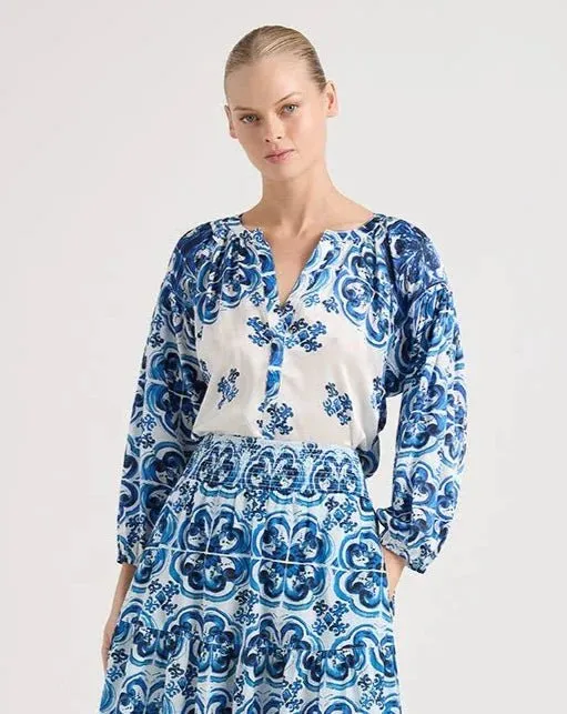 Twenty Cotton Shirt in Margaret Navy Print