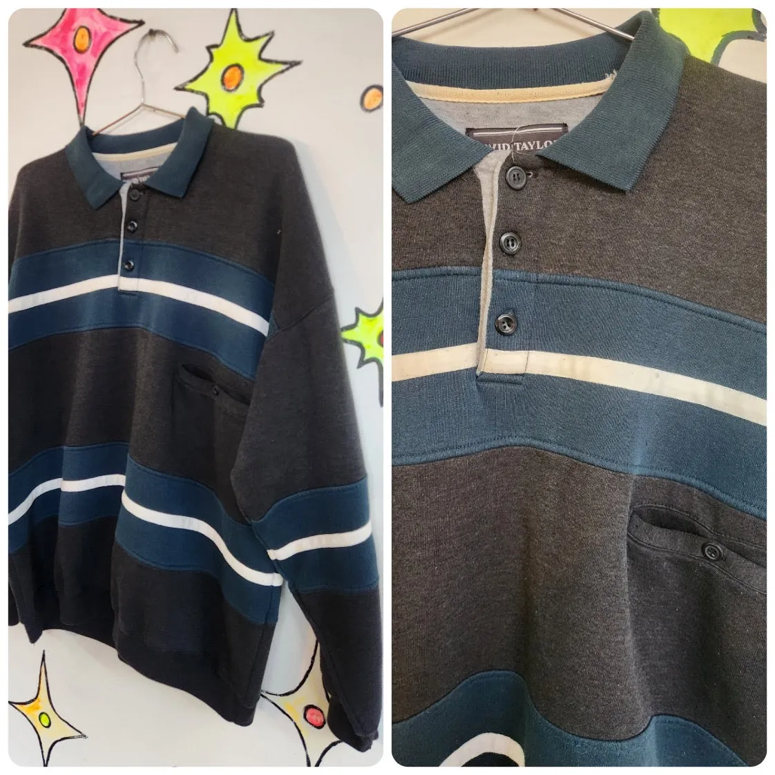 Vintage 90s Y2K | Striped Emo Hip Hop Grunge Pullover Sweater | L XL