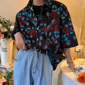 Wiaofellas Vintage Harajuku Blouses Women Oversized Aesthetic Floral Print Shirts Female Streetwear Grunge Top Streetwear Korean