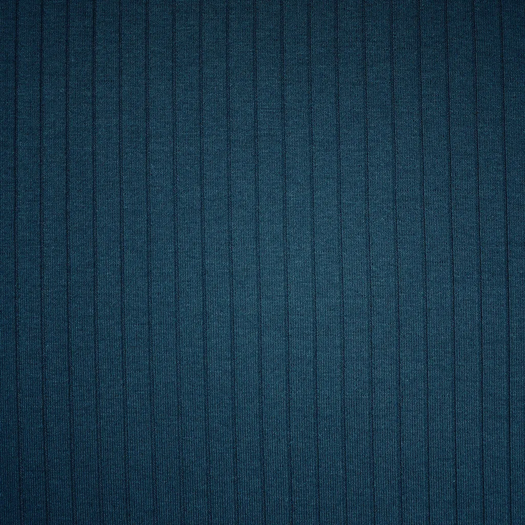 Wide Subtle Rib Knit Solid Deep Ocean