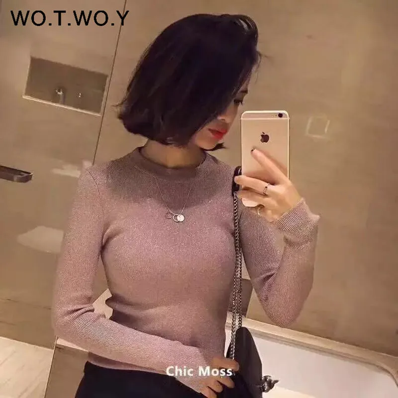 Women Basic Sweaters Autumn Winter Long Sleeve  Knit Pullover Korean Style