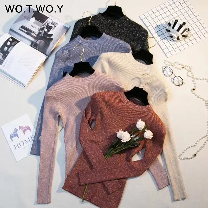 Women Basic Sweaters Autumn Winter Long Sleeve  Knit Pullover Korean Style