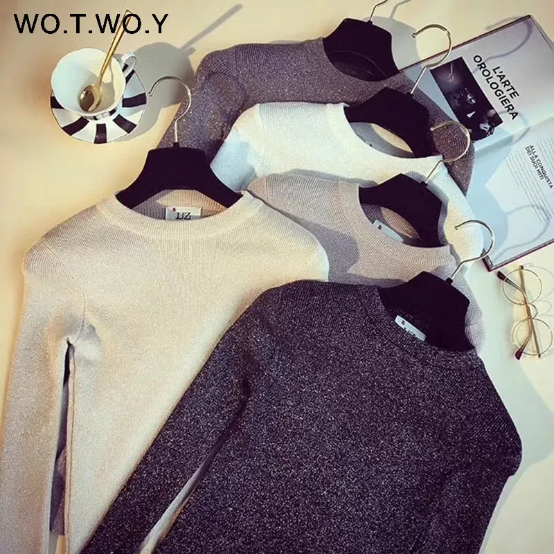 Women Basic Sweaters Autumn Winter Long Sleeve  Knit Pullover Korean Style