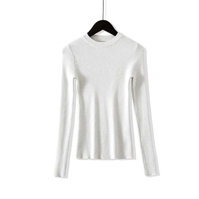 Women Basic Sweaters Autumn Winter Long Sleeve  Knit Pullover Korean Style