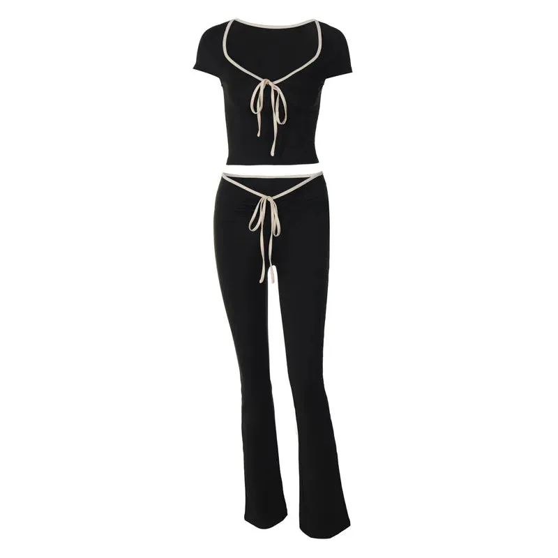 YESMYTOOL  -  2000s Punk Goth Bow Crop Tops Y2k Clothes Vintage Women Streetwear T-Shirts Gothic Grunge Emo Girls Aesthetic Slim Baby Tees Top